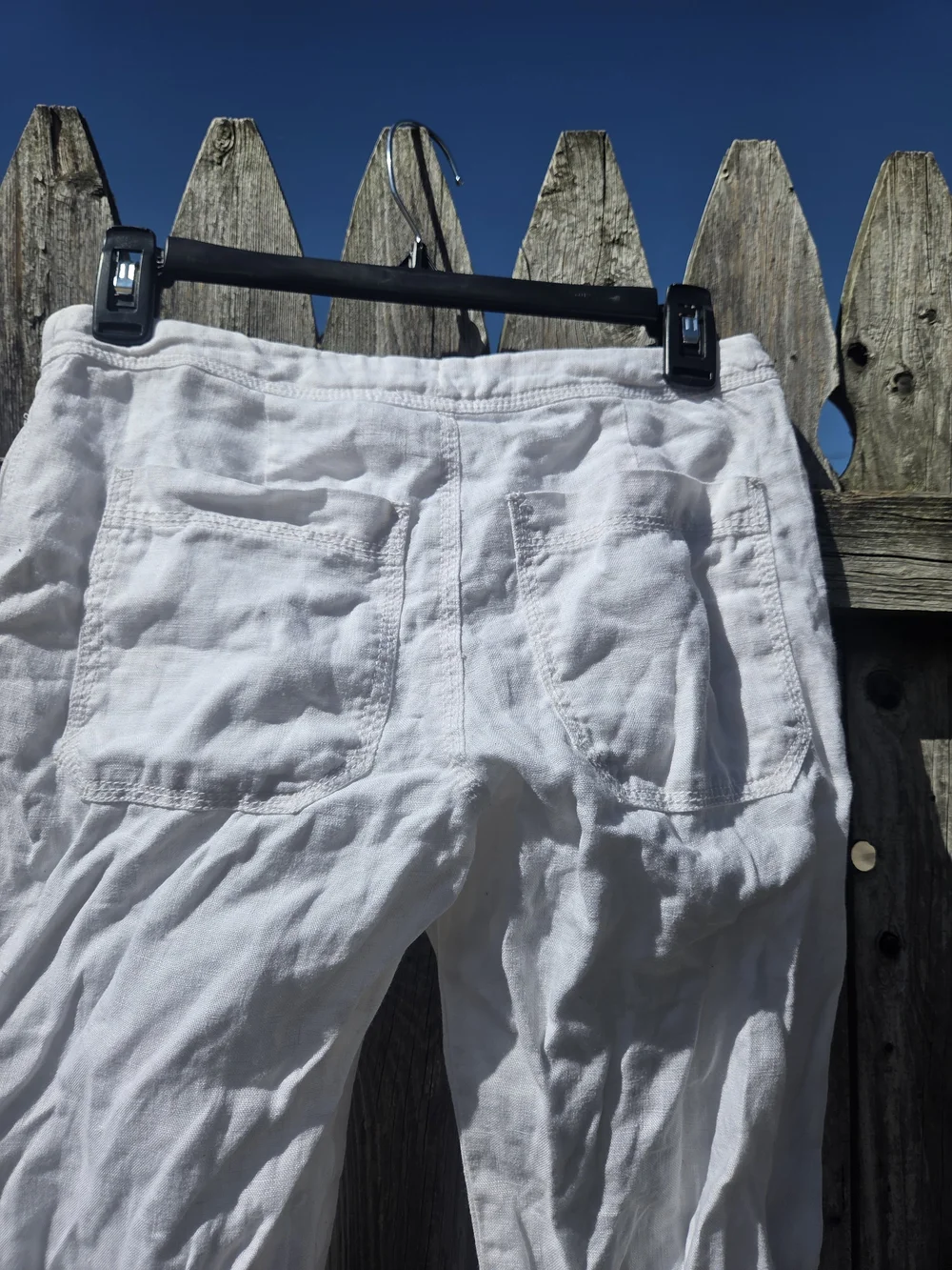 H&M Divided White Drawstring Linen Blend Women's Pants